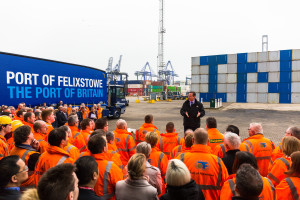 Prime Minister visit to the Port of Felixstowe, Suffolk, United Kingdom on 15-March-2016. Picture: Stephen Waller www.stephenwaller.com