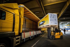 Hyperloop being transported by DHL to california