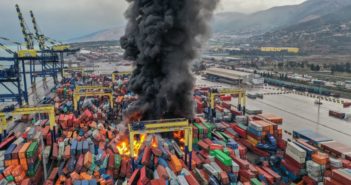 Huge fire breaks out at Turkish port after earthquake